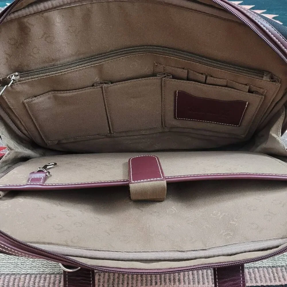 Jack Georges Black Brown Canvas Leather Messenger Laptop Bag Carry On Simple‎
